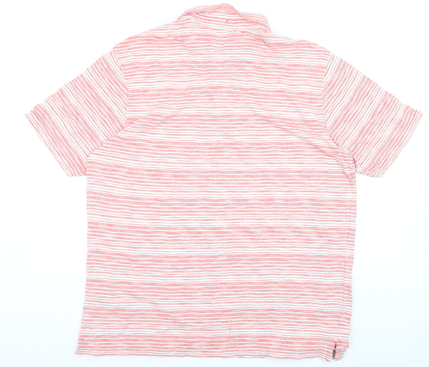Marks and Spencer Men's Pink Striped Cotton Polo Shirt XL Regular Fit