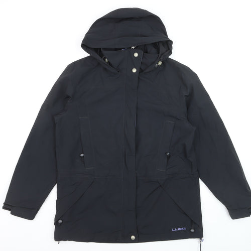 L.L.Bean Men's Black Nylon Hooded Parka Jacket Size S Waterproof