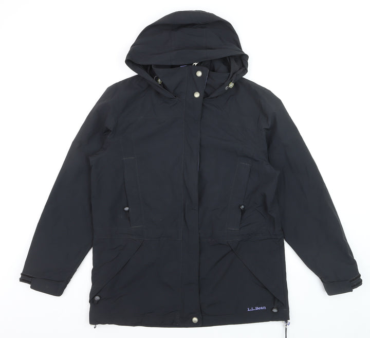L.L.Bean Men's Black Nylon Hooded Parka Jacket Size S Waterproof
