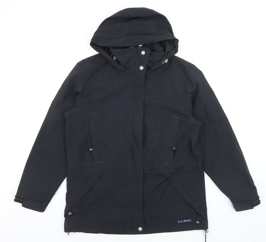 L.L.Bean Men's Black Nylon Hooded Parka Jacket Size S Waterproof