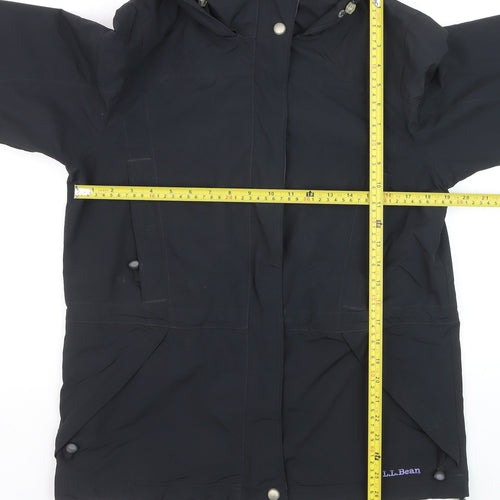 L.L.Bean Men's Black Nylon Hooded Parka Jacket Size S Waterproof