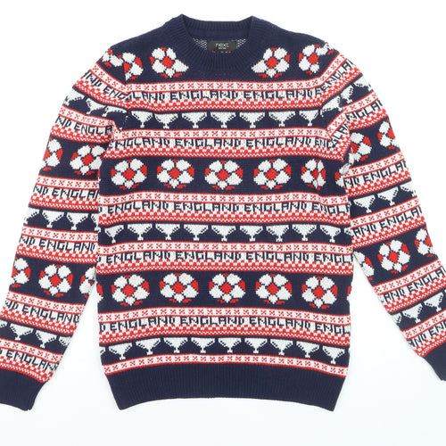 Next Men’s Blue Christmas Fair Isle Jumper XS Crew Neck Knit