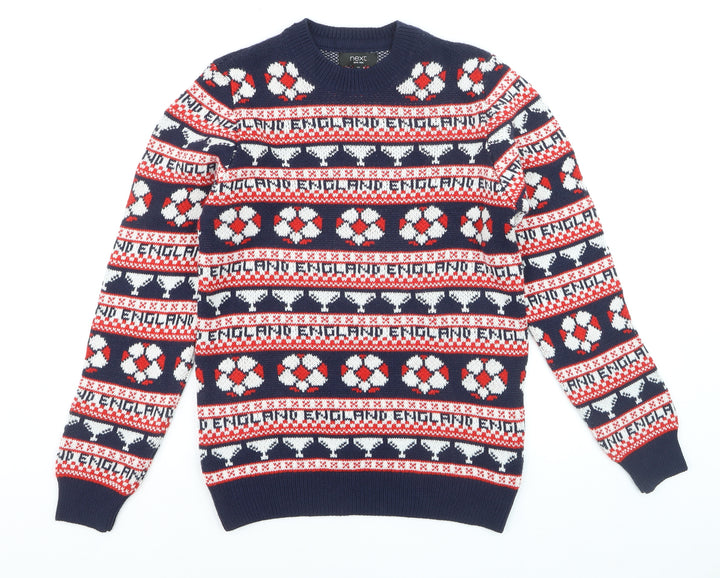Next Men’s Blue Christmas Fair Isle Jumper XS Crew Neck Knit
