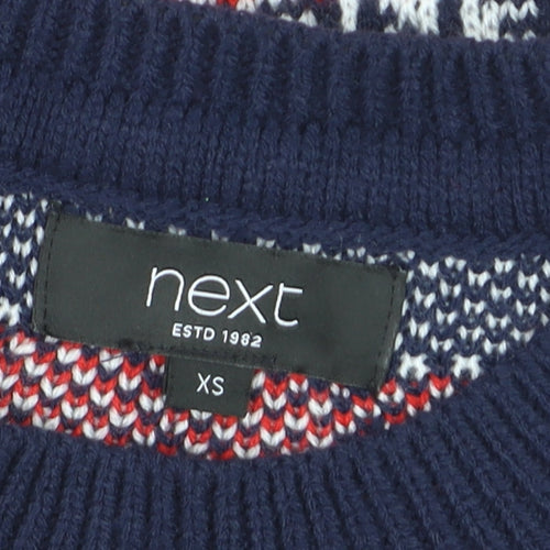 Next Men’s Blue Christmas Fair Isle Jumper XS Crew Neck Knit