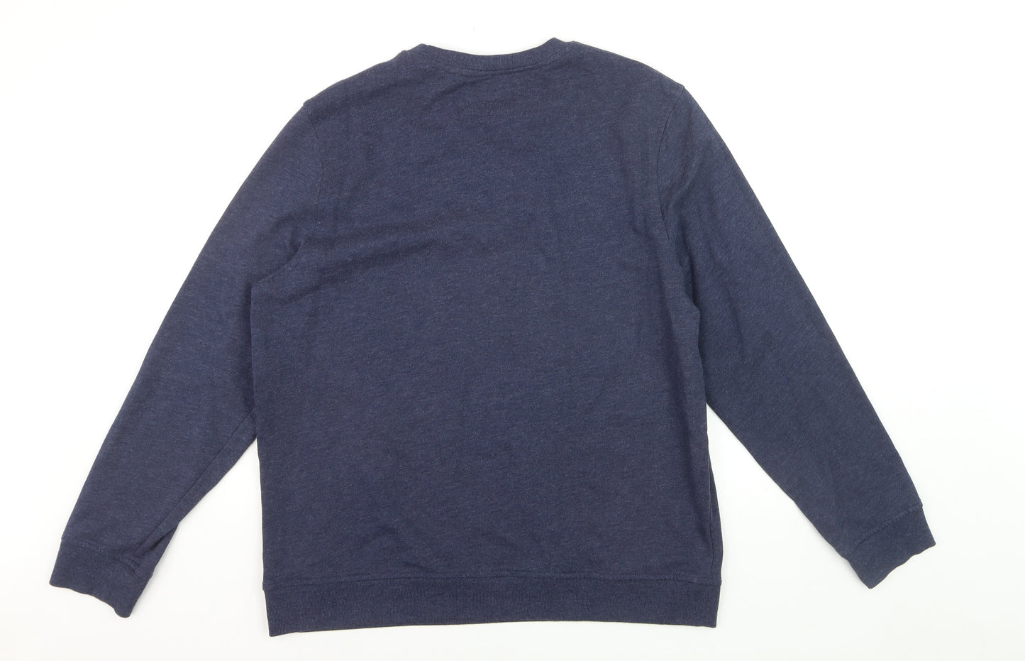 Red Herring Men's Blue Large Graphic Cotton Pullover Jumper
