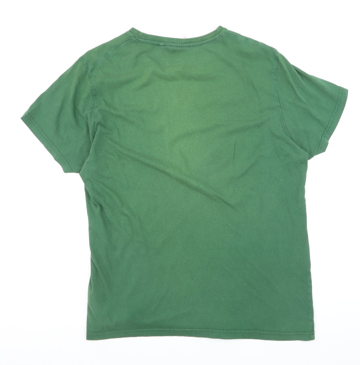 Lee Cooper Men's Green Crew Neck Graphic T-Shirt Size L Regular Fit