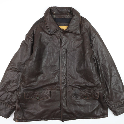 Timberland Men's Brown Leather Waterproof Lined Jacket XL