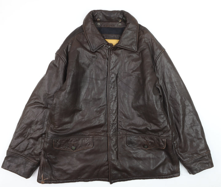 Timberland Men's Brown Leather Waterproof Lined Jacket XL