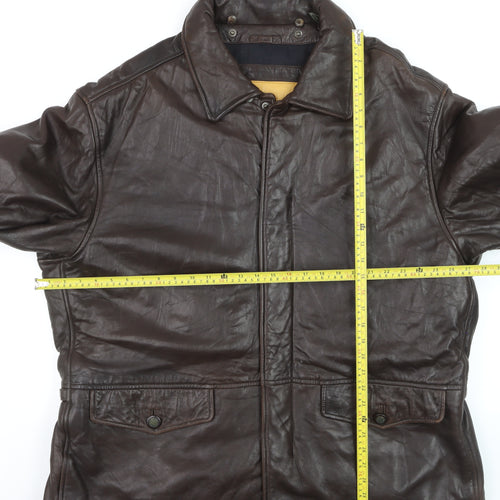 Timberland Men's Brown Leather Waterproof Lined Jacket XL