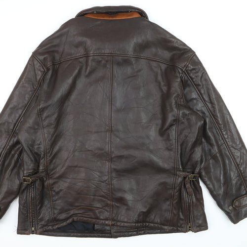 Timberland Men's Brown Leather Waterproof Lined Jacket XL