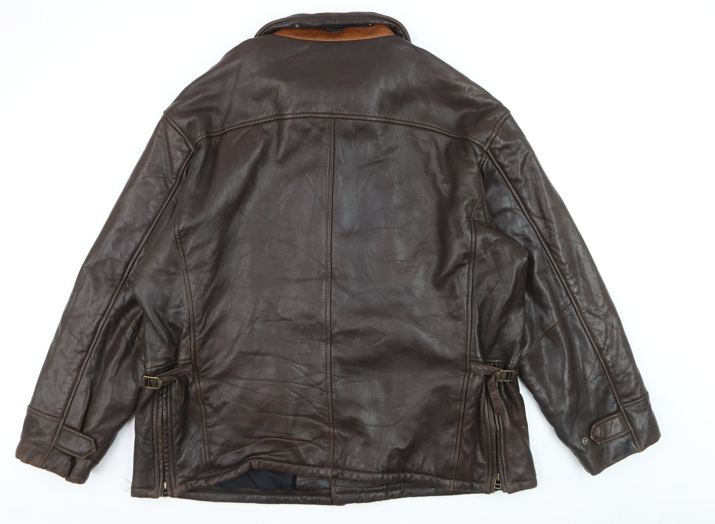 Timberland Men's Brown Leather Waterproof Lined Jacket XL