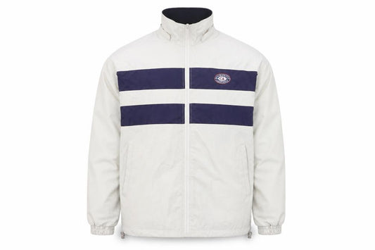 Front view of MBM Gear Men's Beige Windbreaker Jacket L Waterproof Full Zip