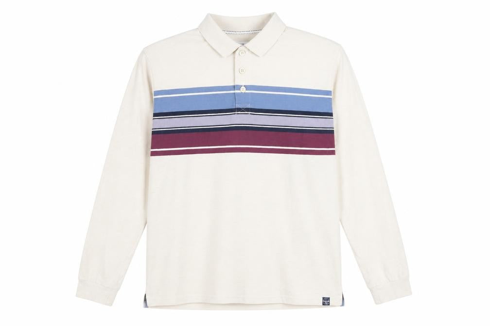 Weird Fish Men's Beige Striped Long Sleeve Cotton Button-Up Shirt Size L
