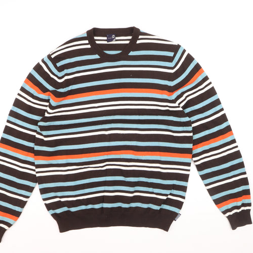 Outrage Men's Multicoloured Striped Cotton Crew Neck Jumper M