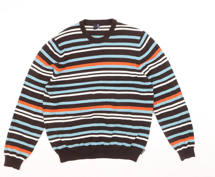 Outrage Men's Multicoloured Striped Cotton Crew Neck Jumper M