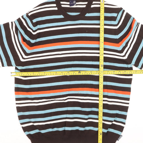 Outrage Men's Multicoloured Striped Cotton Crew Neck Jumper M