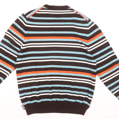 Outrage Men's Multicoloured Striped Cotton Crew Neck Jumper M