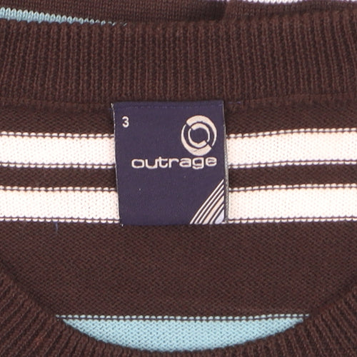 Outrage Men's Multicoloured Striped Cotton Crew Neck Jumper M