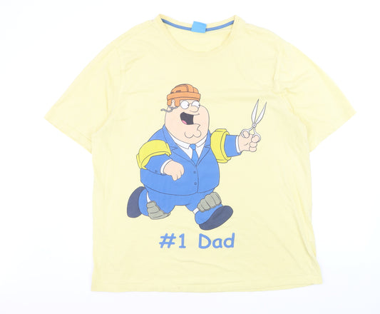 George Men's Yellow Family Guy #1 Dad Graphic T-Shirt XXL