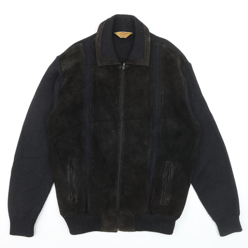 Gabicci Men's Black 3XL Wool Leather Bomber Jacket
