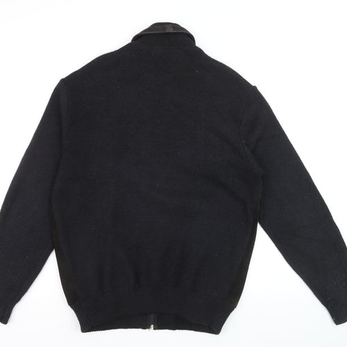 Gabicci Men's Black 3XL Wool Leather Bomber Jacket