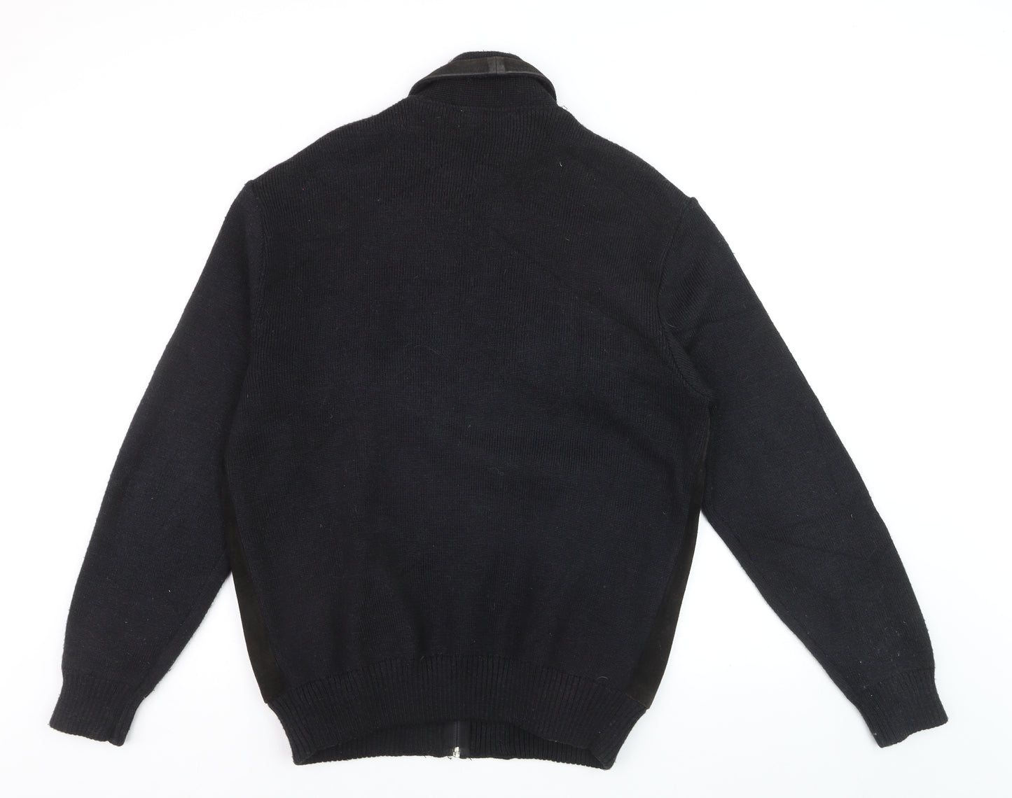 Gabicci Men's Black 3XL Wool Leather Bomber Jacket