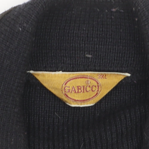 Gabicci Men's Black 3XL Wool Leather Bomber Jacket