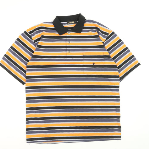 Jomi Men's Multicoloured Striped XL Cotton Polo Shirt