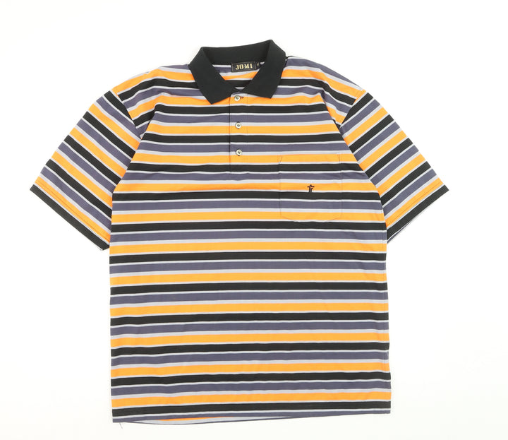Jomi Men's Multicoloured Striped XL Cotton Polo Shirt