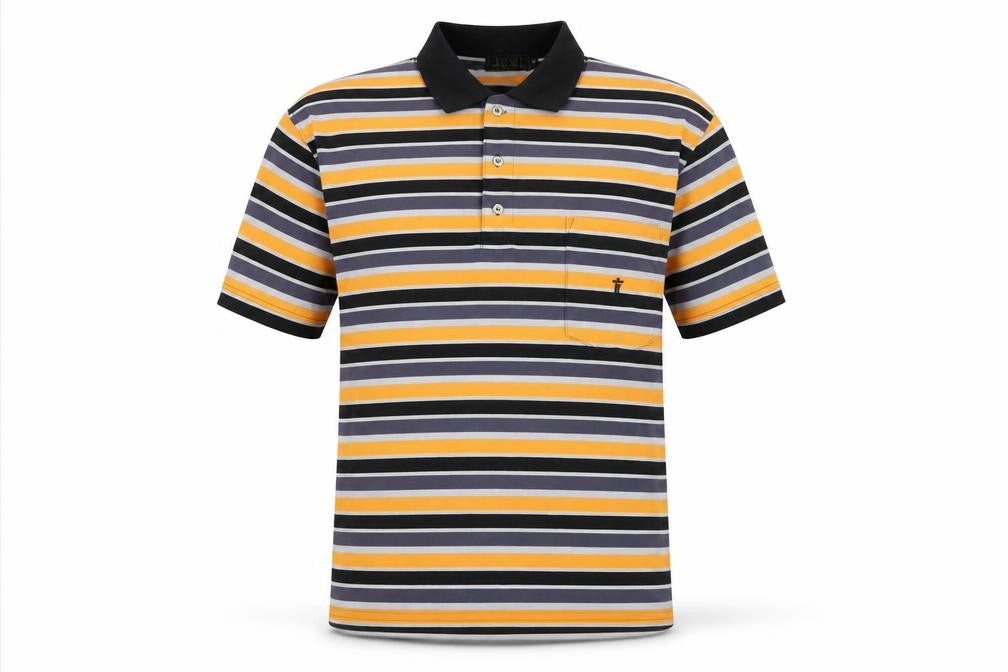 Jomi Men's Multicoloured Striped XL Cotton Polo Shirt