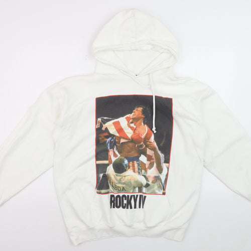 boohooMAN Men’s White Rocky IV Pullover Hoodie Size S