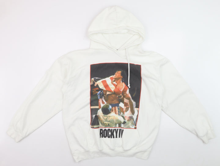 boohooMAN Men’s White Rocky IV Pullover Hoodie Size S