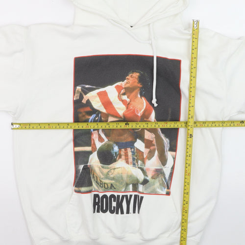 boohooMAN Men’s White Rocky IV Pullover Hoodie Size S
