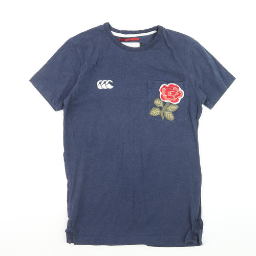 Canterbury Womens Blue Cotton England RFU Rose T-Shirt Size L
