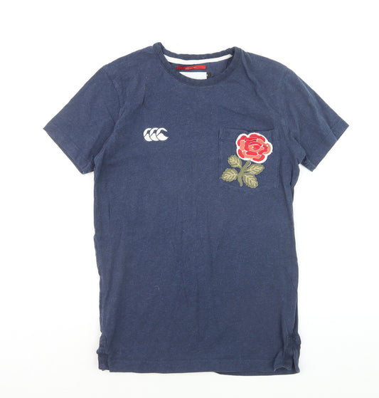 Canterbury Womens Blue Cotton England RFU Rose T-Shirt Size L