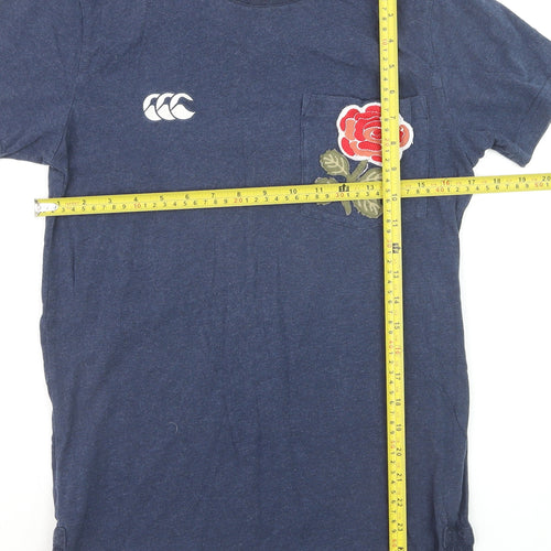Canterbury Womens Blue Cotton England RFU Rose T-Shirt Size L