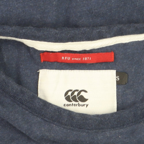 Canterbury Womens Blue Cotton England RFU Rose T-Shirt Size L