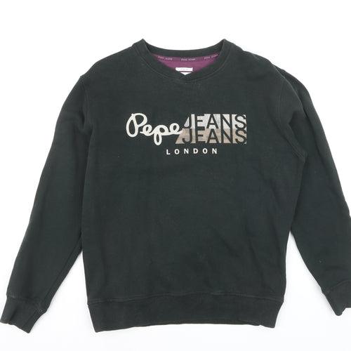 Pepe Jeans Mens Black Regular Fit Cotton Sweatshirt M