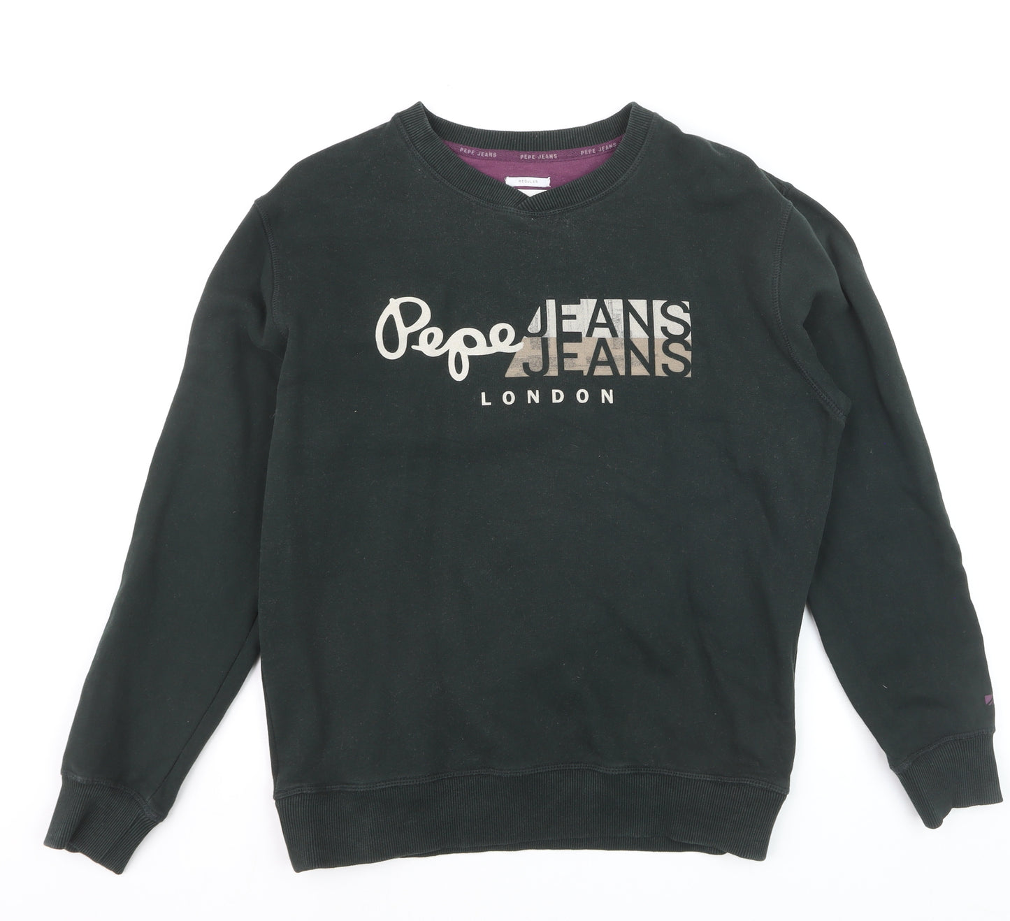 Pepe Jeans Mens Black Regular Fit Cotton Sweatshirt M