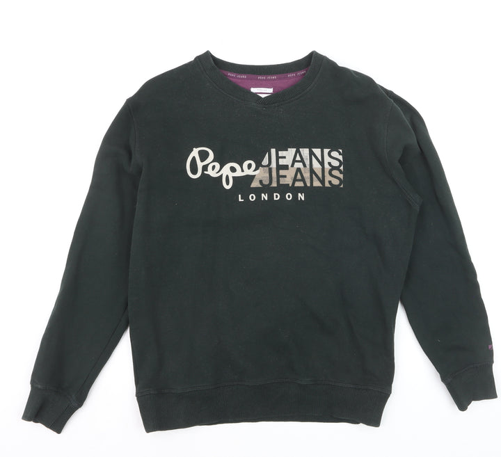 Pepe Jeans Mens Black Regular Fit Cotton Sweatshirt M
