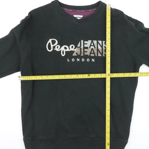 Pepe Jeans Mens Black Regular Fit Cotton Sweatshirt M