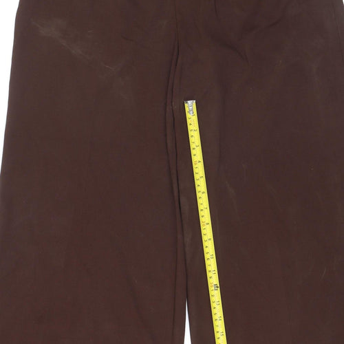 Marks and Spencer Women's Brown Size 16 Short Wide-Leg Stretch Trousers