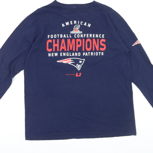 Majestic Men’s Blue XL Long Sleeve New England Patriots Graphic Shirt