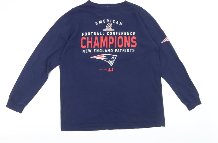 Majestic Men’s Blue XL Long Sleeve New England Patriots Graphic Shirt