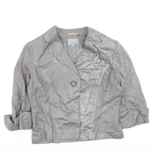 Marks and Spencer Per Una Grey Pure Linen Single Breasted Jacket Size 14