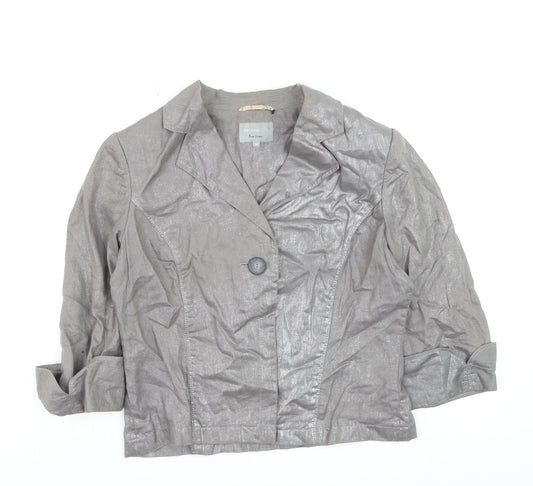 Marks and Spencer Per Una Grey Pure Linen Single Breasted Jacket Size 14