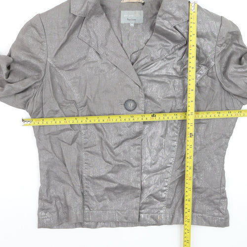 Marks and Spencer Per Una Grey Pure Linen Single Breasted Jacket Size 14