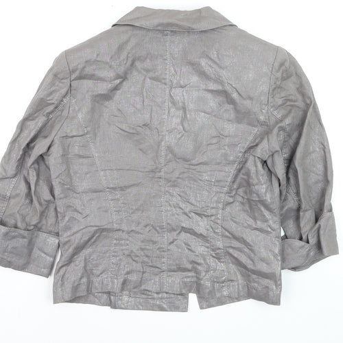 Marks and Spencer Per Una Grey Pure Linen Single Breasted Jacket Size 14