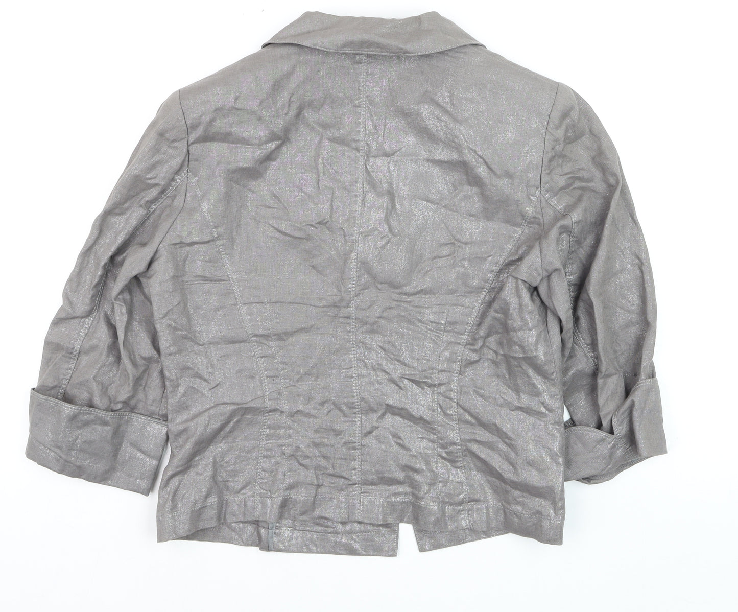 Marks and Spencer Per Una Grey Pure Linen Single Breasted Jacket Size 14