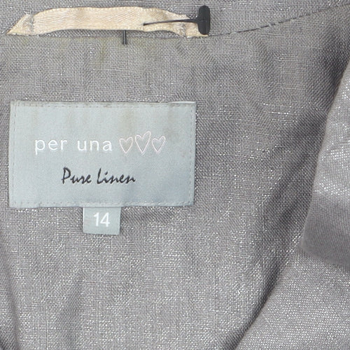 Marks and Spencer Per Una Grey Pure Linen Single Breasted Jacket Size 14
